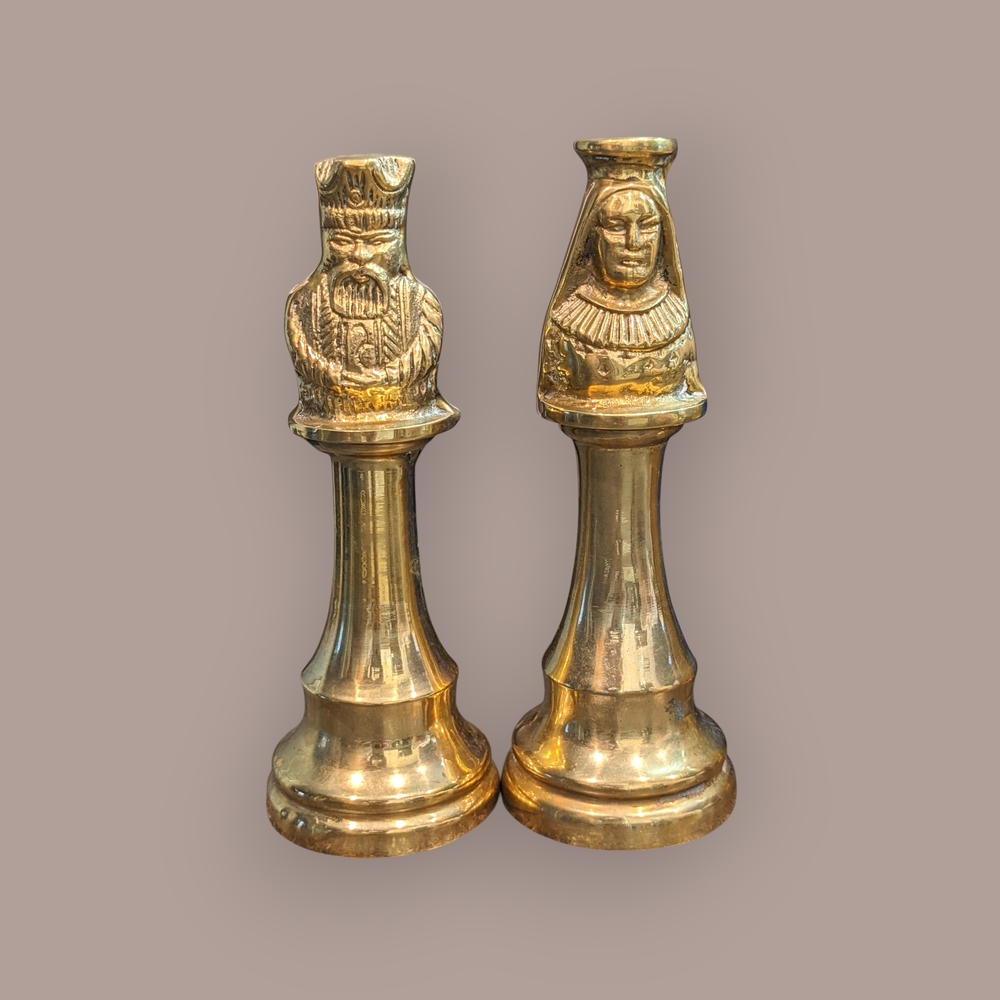 *Rare* Vintage Gold Tone King/Queen Chess Piece Bottle Openers